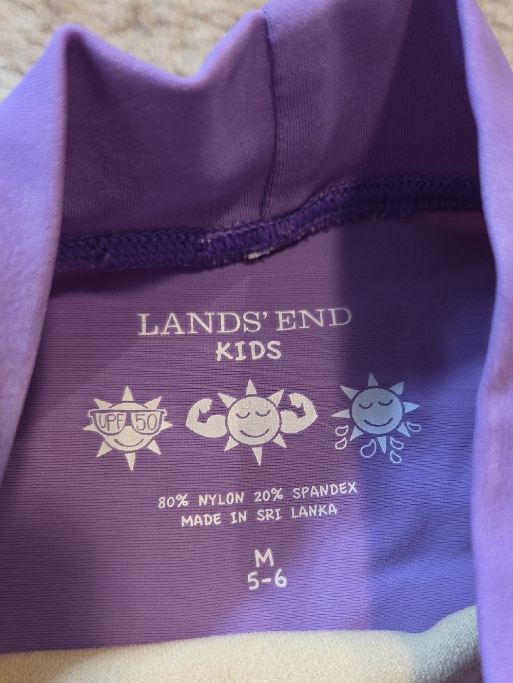 Lands End Lilac Mock Neck Rash Guard - Picture 2 of 2